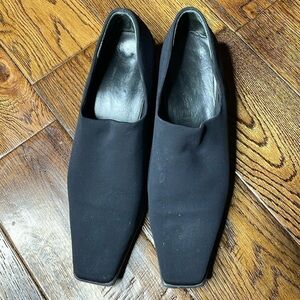 VTG Hogl Stretch Black Square Toe Classic Pump Heels